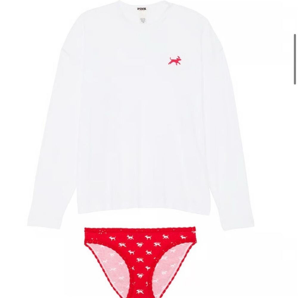 Victoria's Secret PINK Long Sleeve Top and Matching Panty Set women’s Sz S